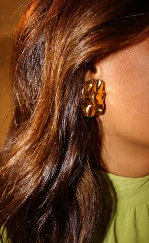 Waterproof Gold Crinkle Earrings