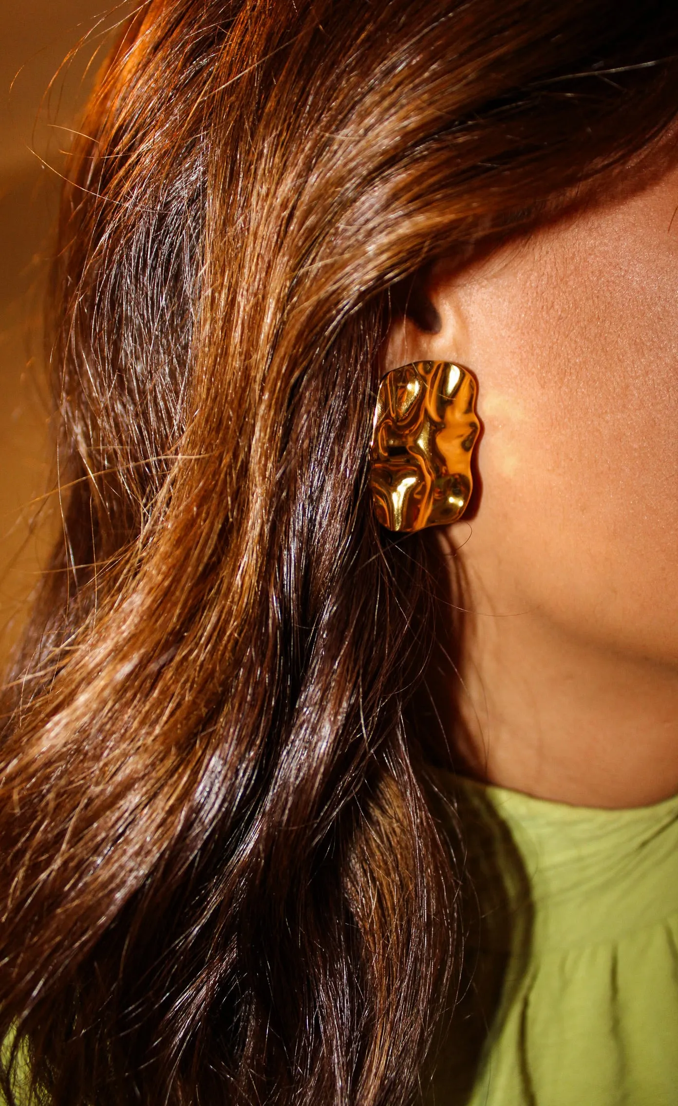 Waterproof Gold Crinkle Earrings