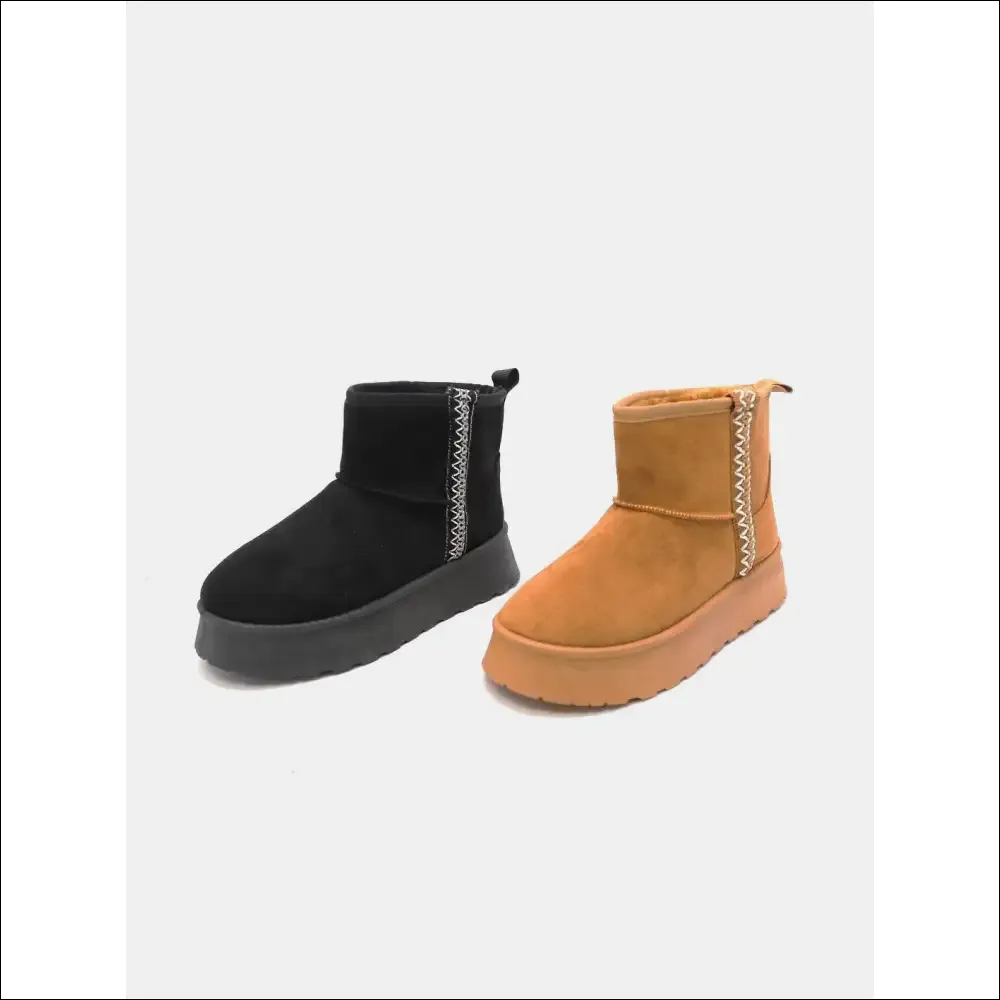 WILD DIVA Trendy Round Toe Platform Boots
