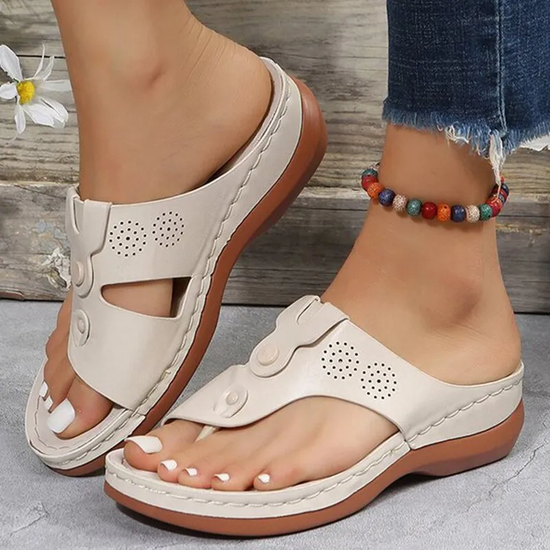 Women Sandals Orthopedic Wedge Heels Summer Sandals 2023 Slippers Shoes For Women Heeled Sandals Beach Flip Flops Zapatos Mujer