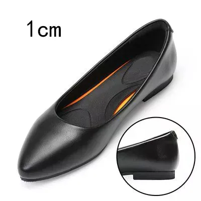 Women's Black Leather Work Shoes Round Toe Pumps Thick Heels Soft Sole Professional Non-Slip Work Shoes