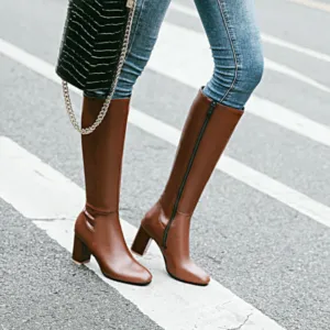 Women's Waterproof Knee High Zip Boots | Heeled
