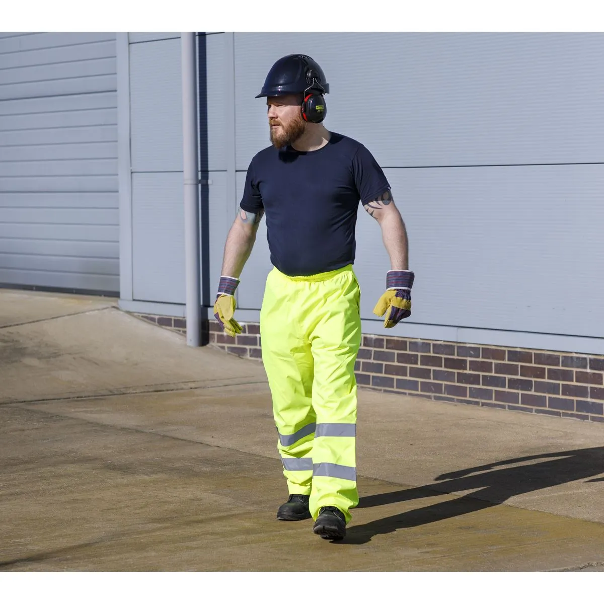 Worksafe by Sealey Hi-Vis Yellow Waterproof Trousers - Large