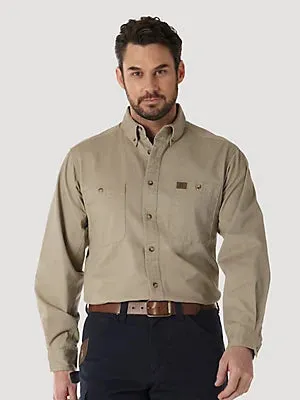 WRANGLER® RIGGS WORKWEAR® LONG SLEEVE BUTTON DOWN SOLID TWILL WORK SHIRT 3W501KH